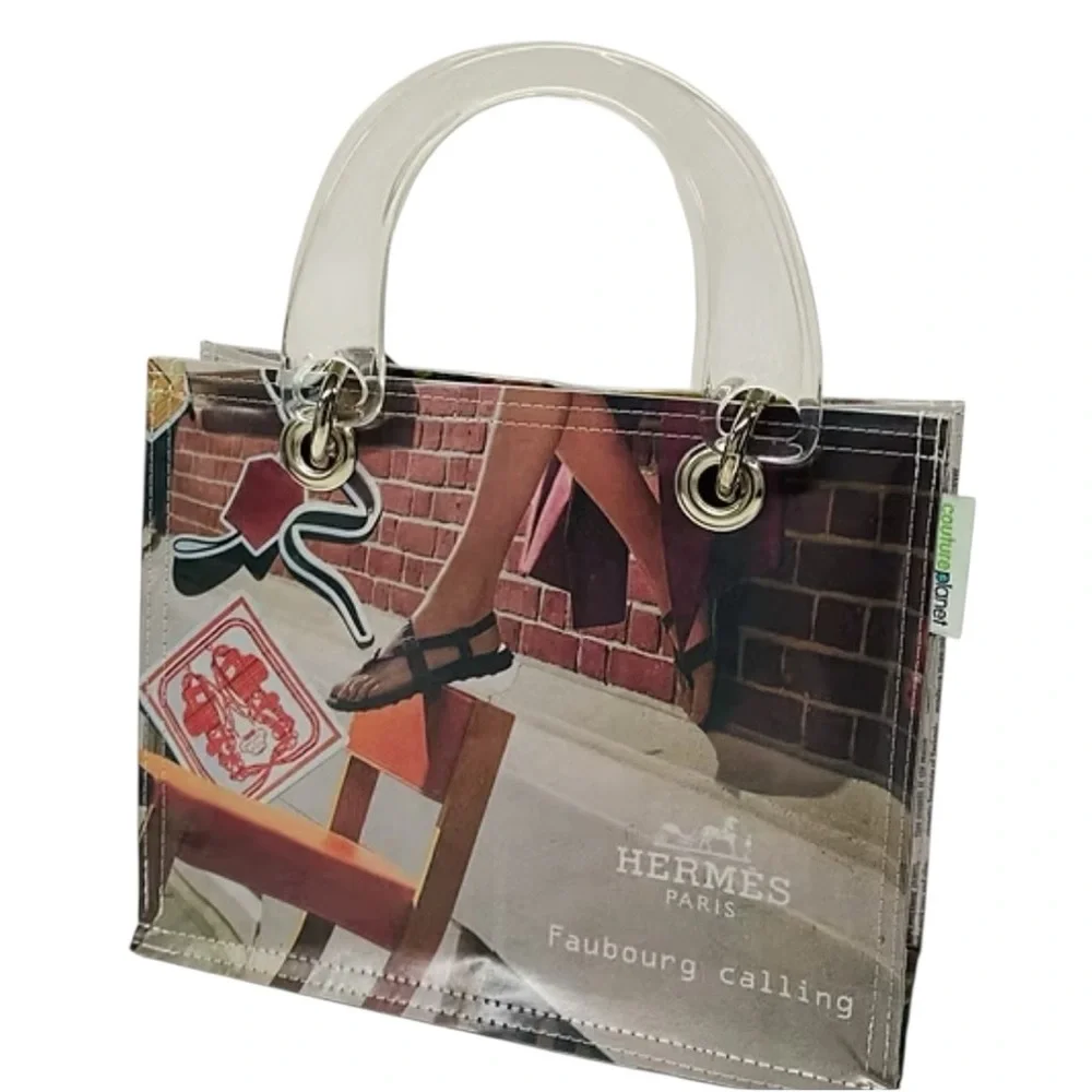 Couture Planet newspaper advertisement tote bag, Hermes Faubourg Calling, NWT